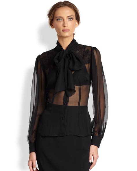 Silk chiffon shirt in black 